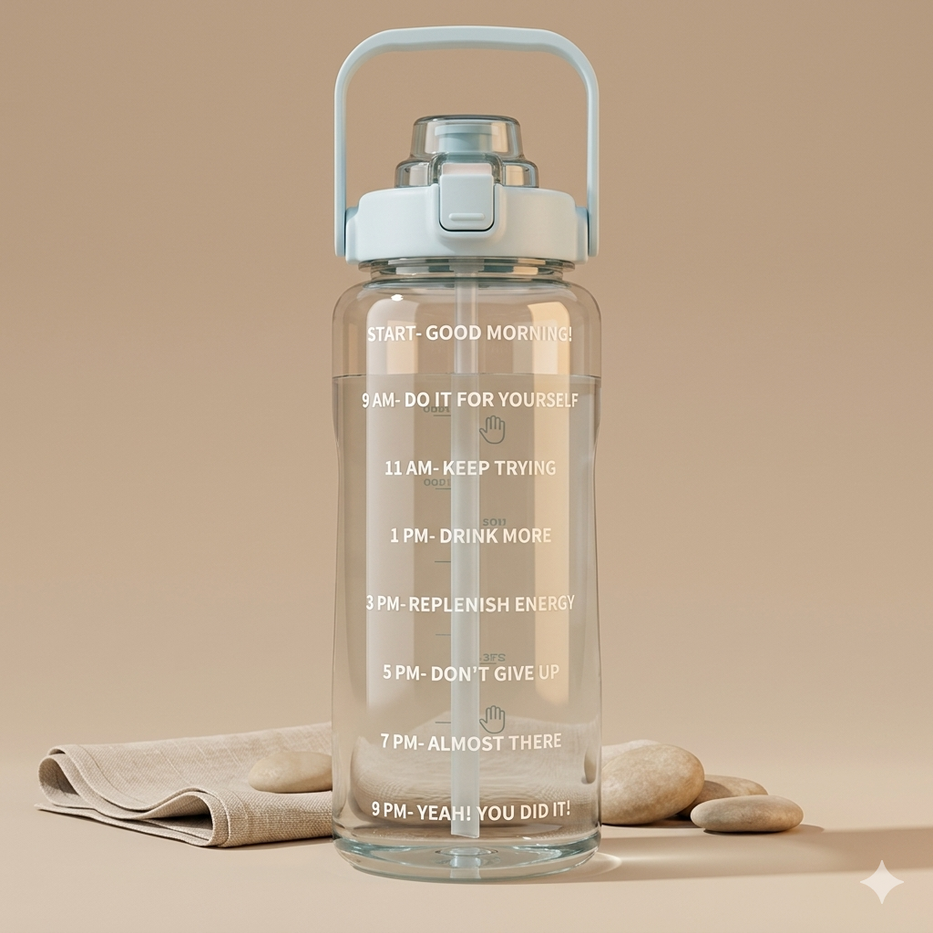 Motivational Water Bottle™ | 2L Time Marker Leakproof Water Bottle with Straw