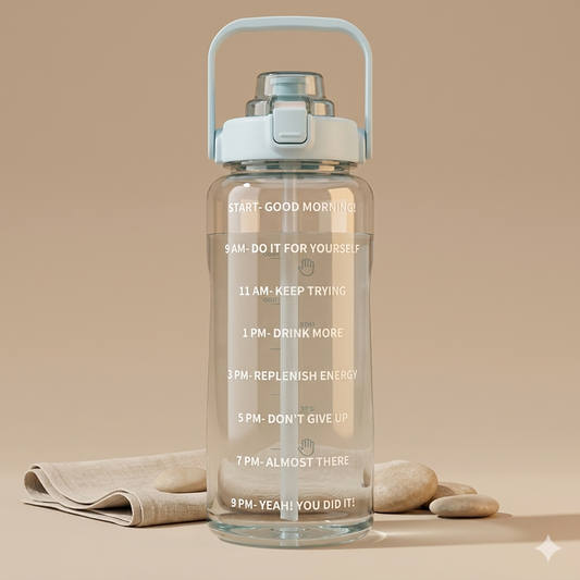Motivational Water Bottle™ | 2L Time Marker Leakproof Water Bottle with Straw